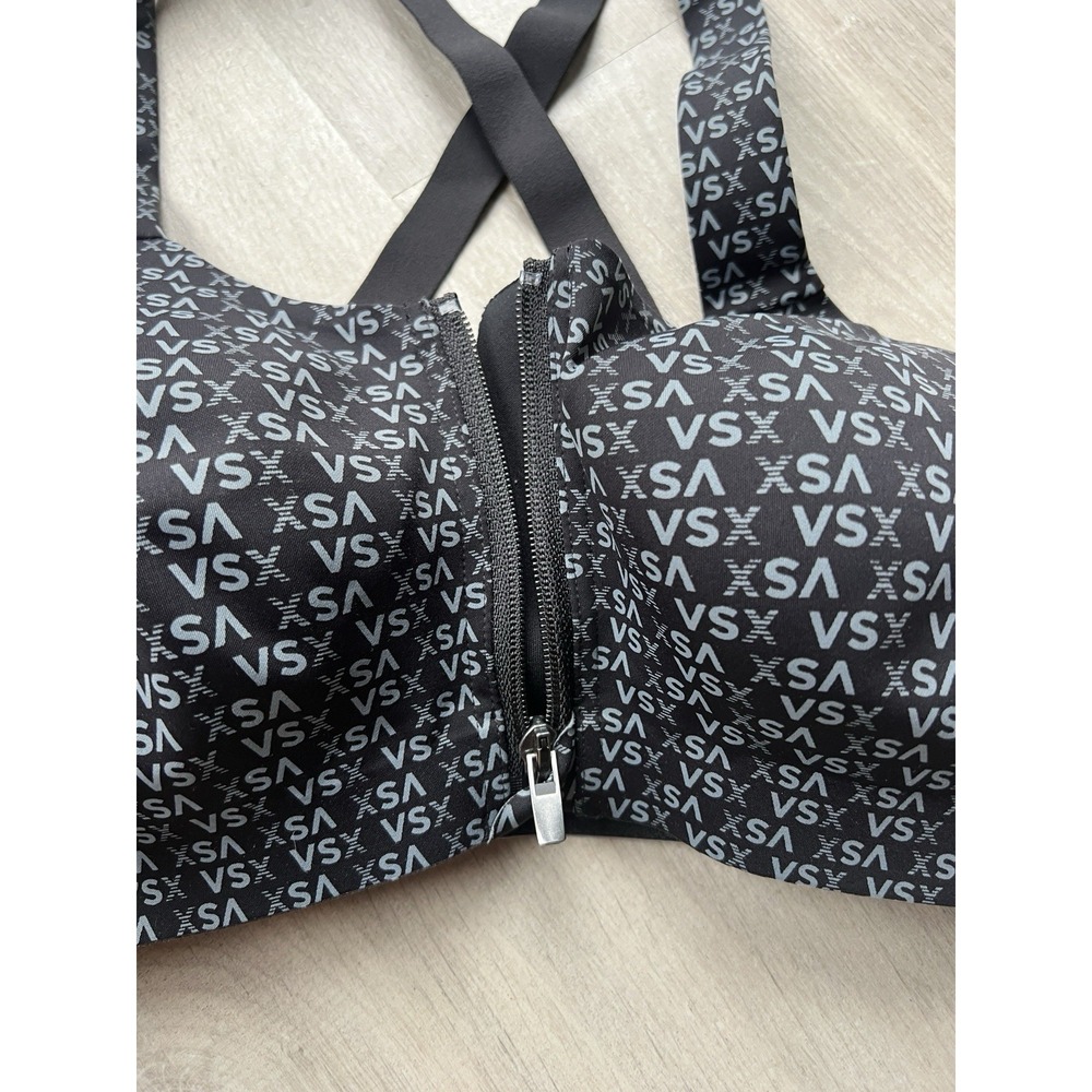 Victorias Secret Nwt Knockout Front Close Black Logo 34C Sport Sports Bra - Picture 2 of 6